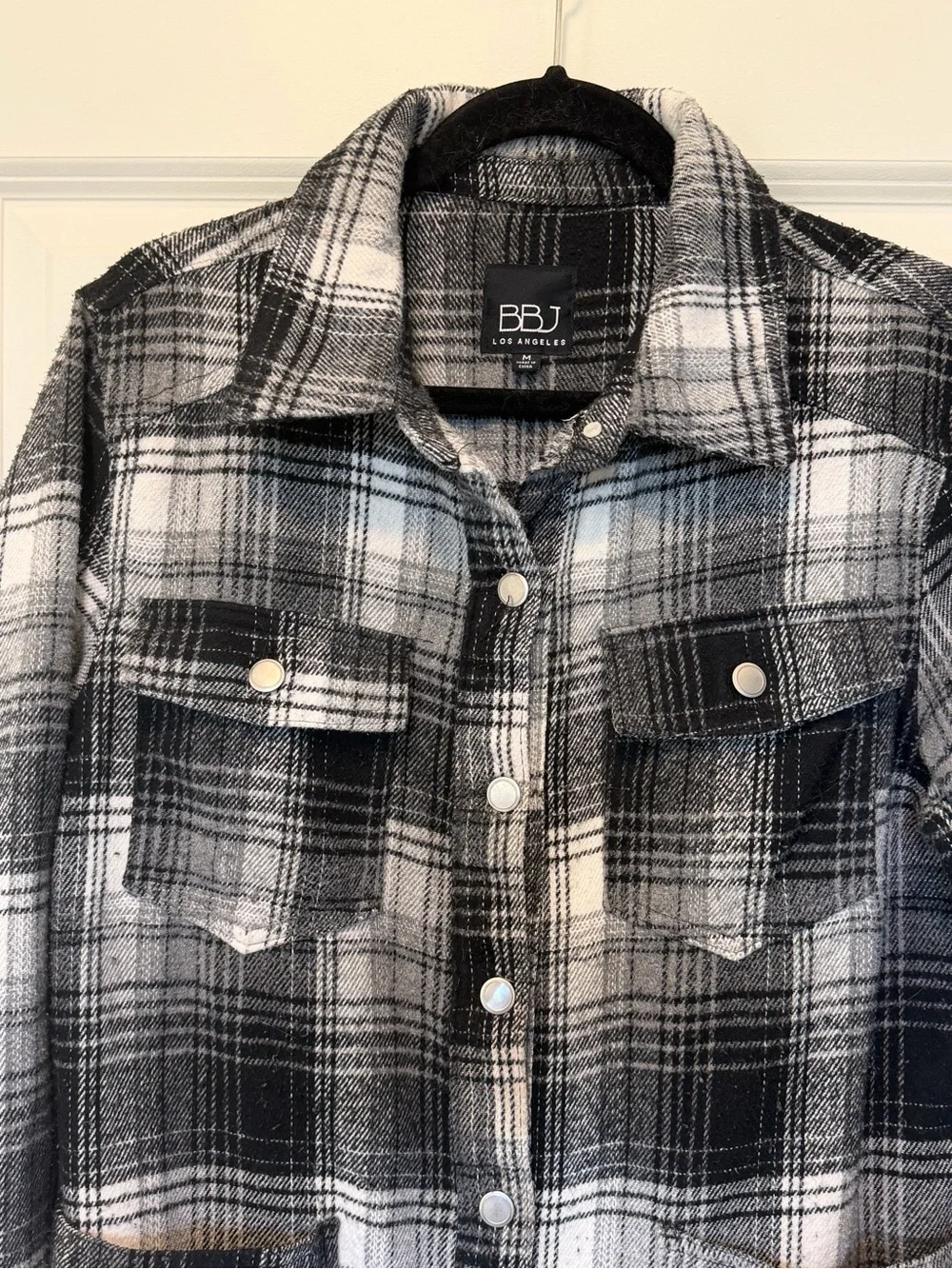 Boom Boom Jeans Black & White Plaid Button-Front Utility Shacket